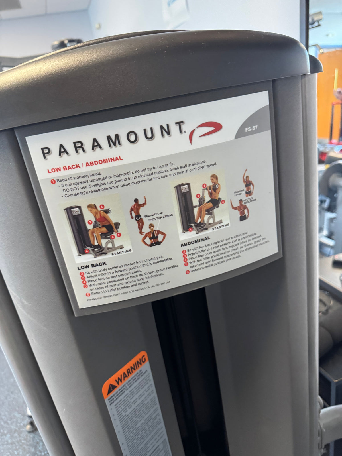 Paramount FS-57 Low Back/ Abdominal