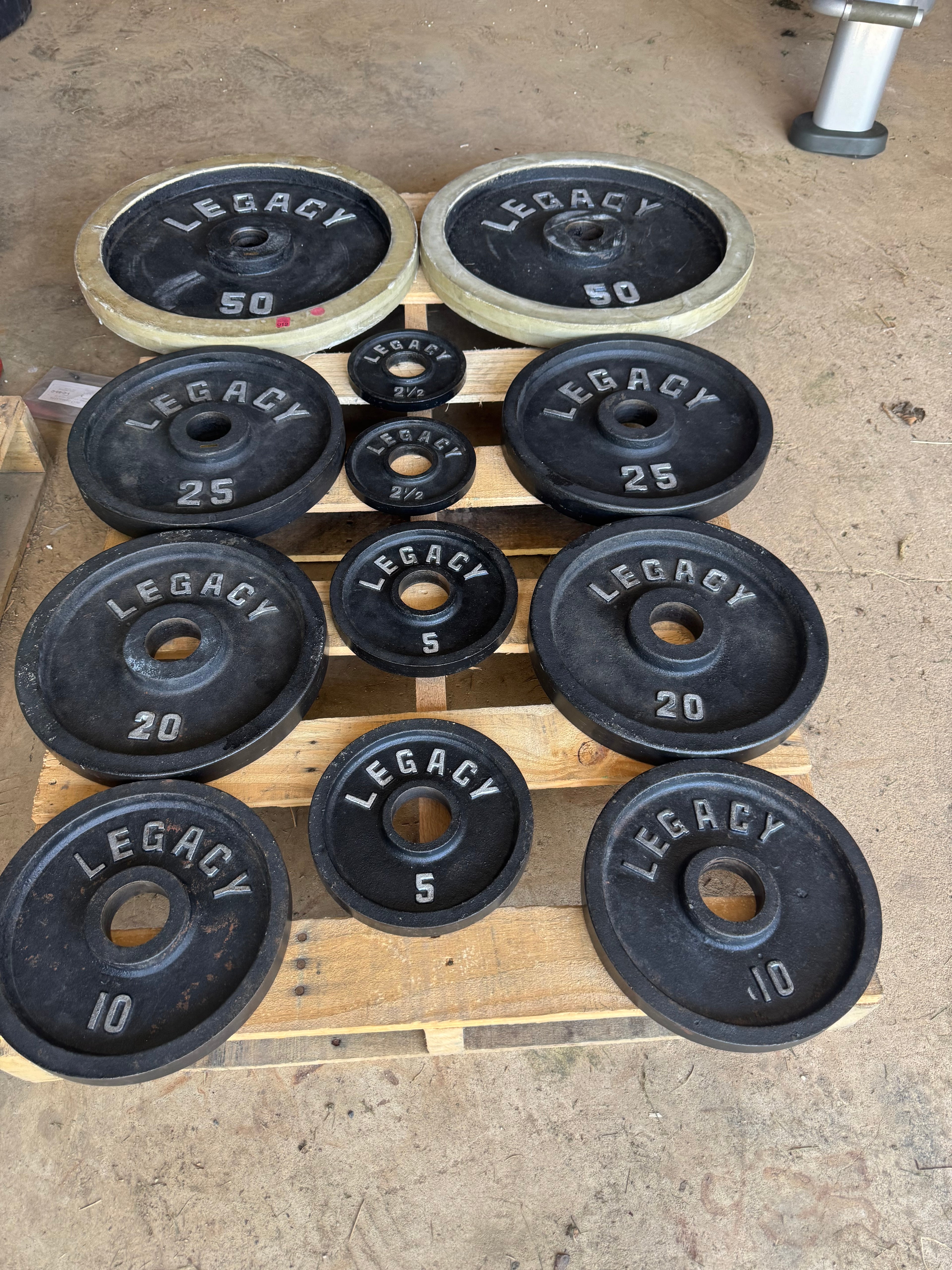 Vintage 1970s Jack LaLanne 2” Olympic Legacy Cast Iron Weight Plate Set - 225lb Set